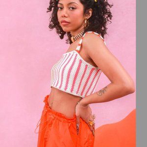 Women's Striped Crochet Sweater Tank- Future Collective Alani Noelle Cream